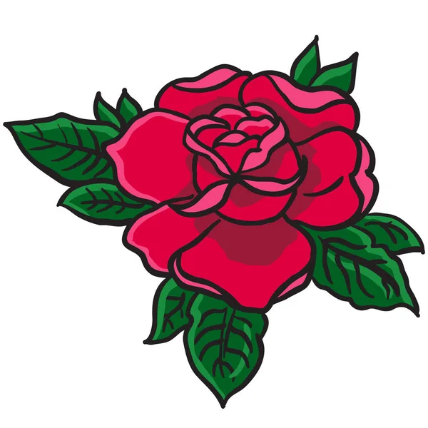 红玫瑰漫画孤立的白色 — 图库矢量图片