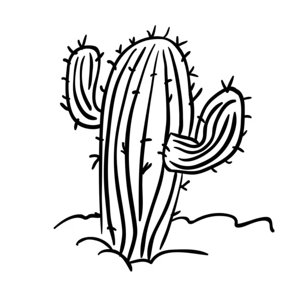 Cartone Animato Bianco Nero Cactus — Vettoriale Stock