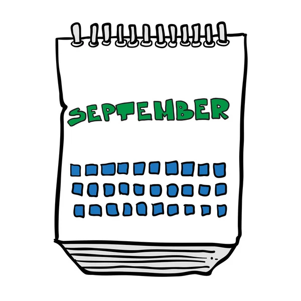 Dessin Main Calendrier Illustration Dessin Animé Montrant Mois Septembre — Image vectorielle