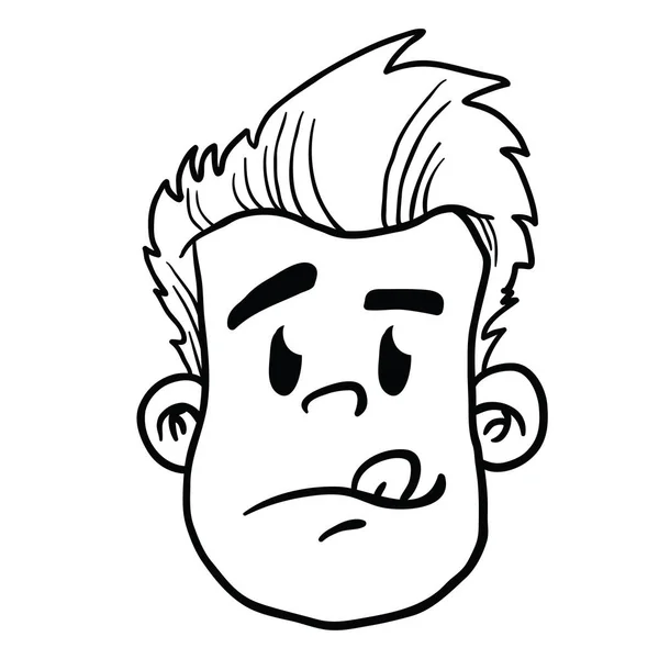 Cara Homem Com Língua Fora Desenho Animado Ilustração Isolado Branco — Vetor de Stock