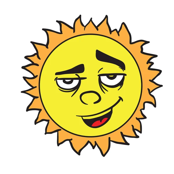 Güneş gülümseme çizgi film illüstrasyon izole beyaz