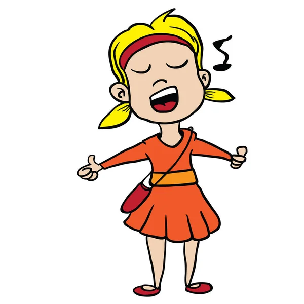 kız şarkı üzerinde beyaz izole karikatür