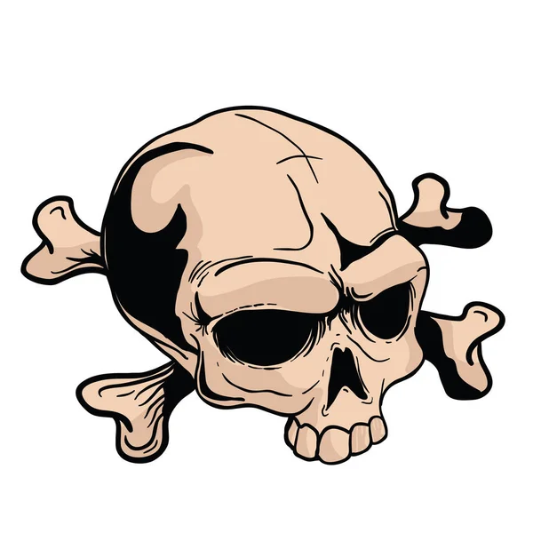 Crâne Avec Des Croisés Illustration Dessin Animé Isolé Sur Blanc — Image vectorielle