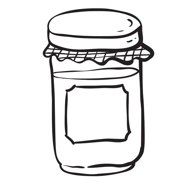 Black White Jar Empty Label Cartoon — Stock Vector