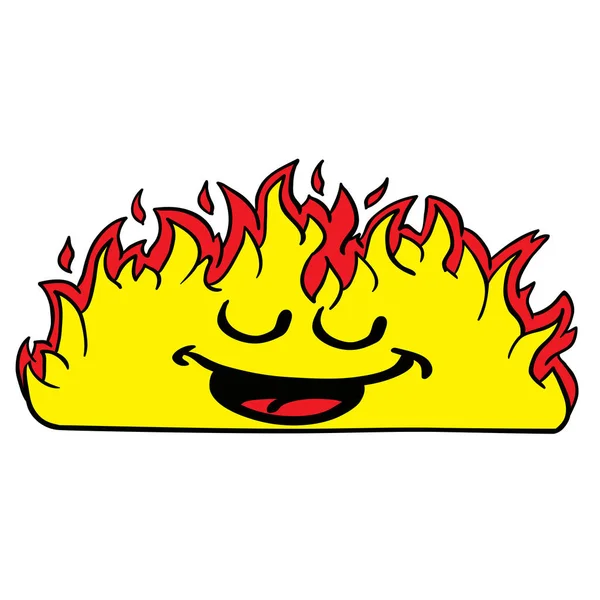 Glücklich Brennendes Feuer Cartoon Illustration — Stockvektor