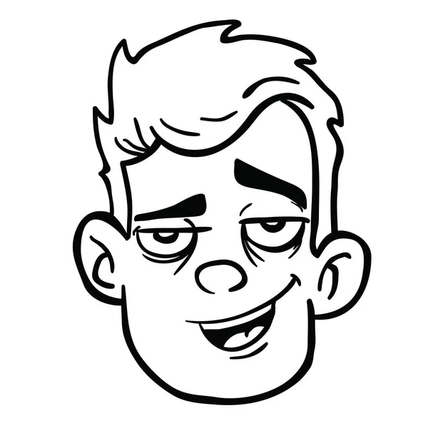 Homem Com Rosto Feliz Desenho Animado Ilustração Isolado Branco —  Vetores de Stock