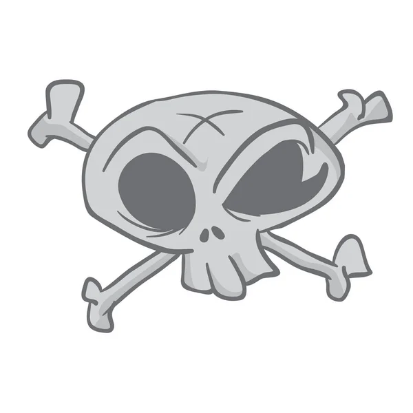 Grauer Totenkopf Und Kreuzknochen Cartoon Doodle — Stockvektor