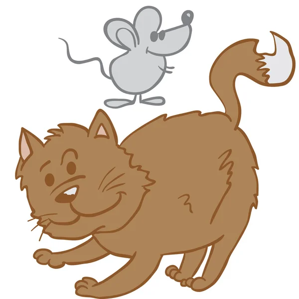 Zeichentrickfilm Katz Und Maus — Stockvektor