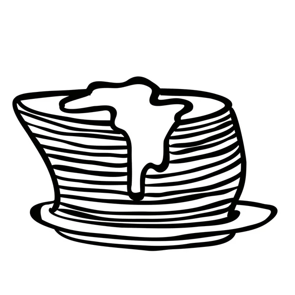 Black White Pancakes Cartoon — Stock Vector