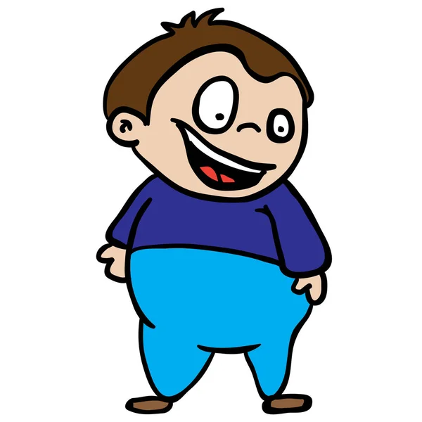 Sonriente Gordito Chico Dibujos Animados Ilustración — Archivo Imágenes Vectoriales