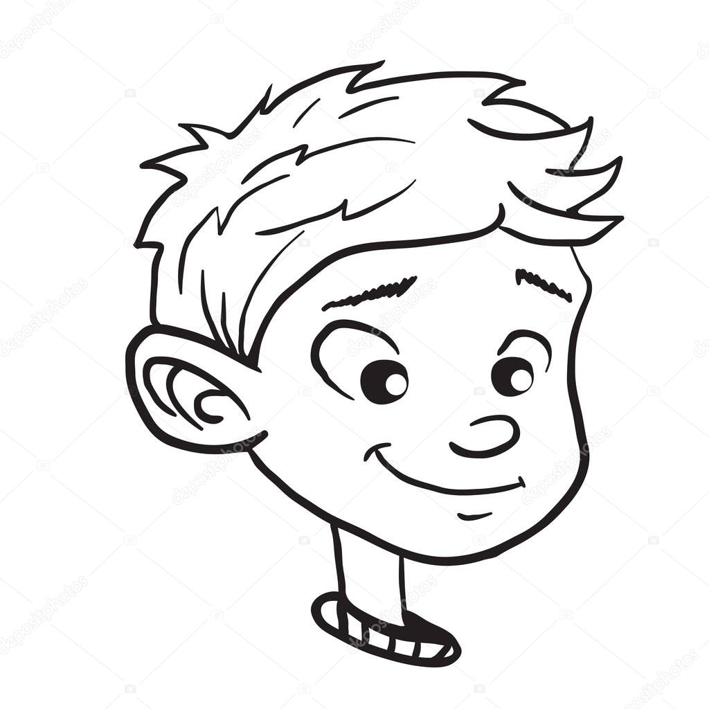 boy smile cartoon illustration isolated on white