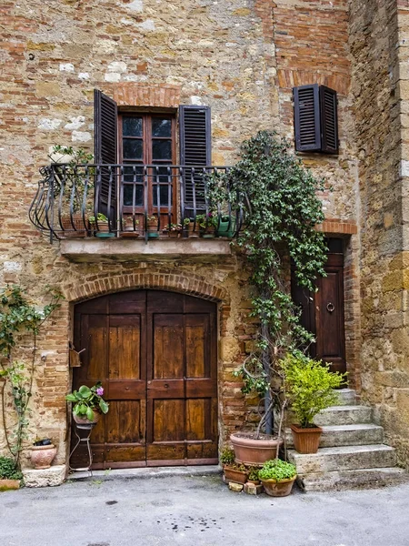 Pienza Village Toscana Italia Facciata Casa — Foto Stock