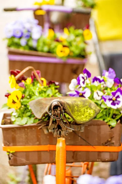 Kolo Květinami Pouliční Kavárně — Stock fotografie