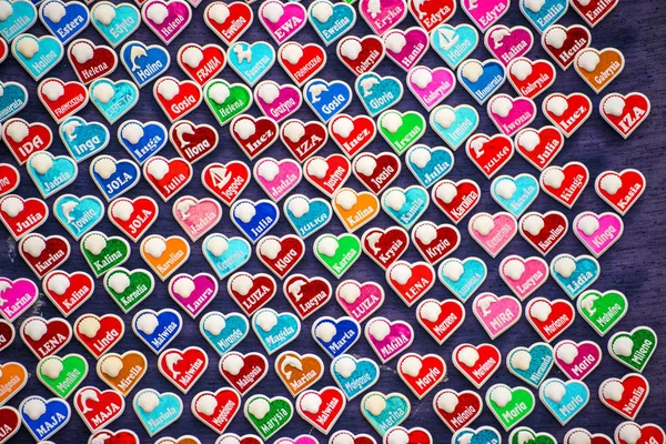 Hearts Stickers Names Street Sale — Stock Photo, Image