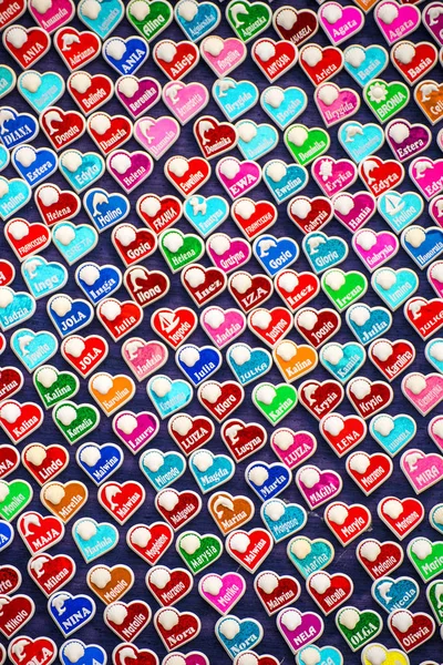 Hearts Stickers Names Street Sale — Stock Photo, Image