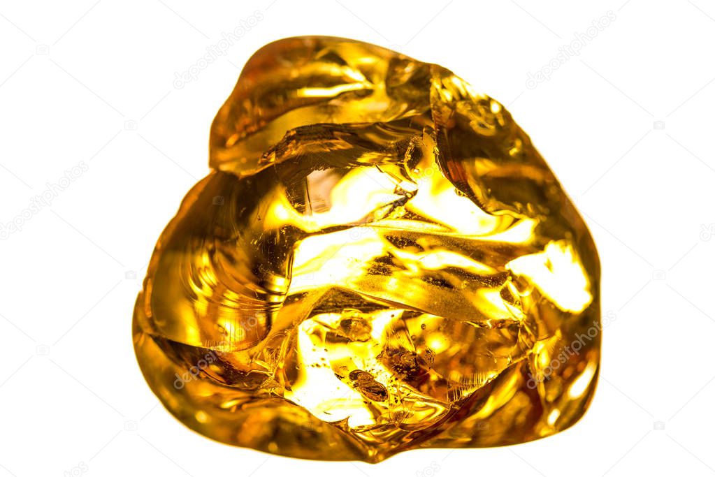 amber with inclusions and white background