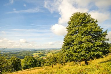 Panoramik manzaralarını sunan tepenin Güney Almanya Hohenstaufen