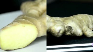 Taze zencefil kökü üzerinde tablo açın