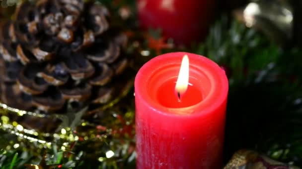 Advent Wreath Burning Candles — Stock Video