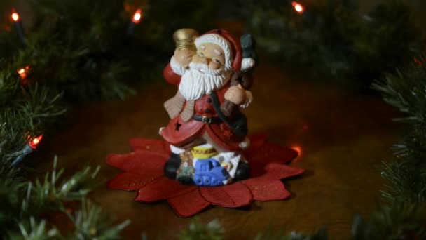 Санта Клауса Появою Вінок Німецький Різдвяний Stollen — стокове відео