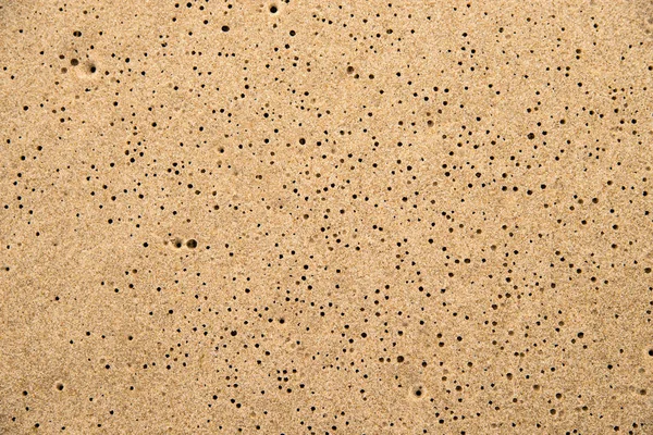 Areia Uma Praia Com Buracos Chuva — Fotografia de Stock