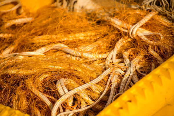 Оранжевая Рыболовная Сеть Рыболовецком Судне — стоковое фото
