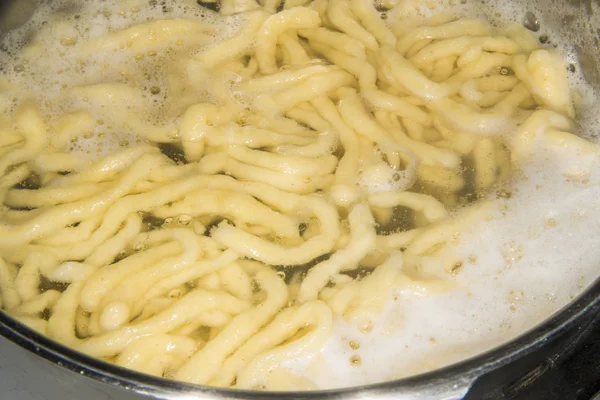 German Noodles Called Spaetzle Cooking Pot — Stock Photo, Image