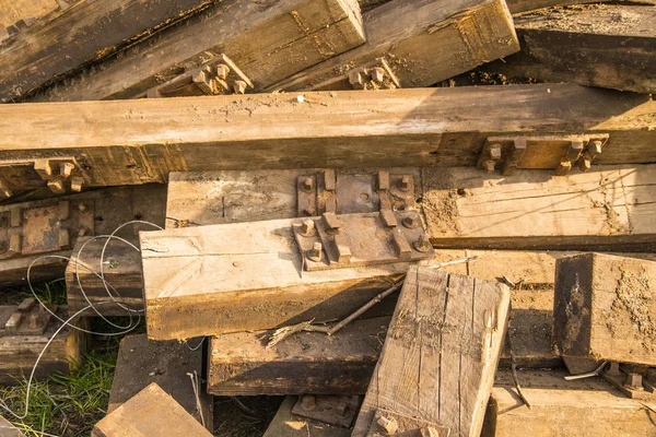 Old railway sleepers of an old railway in Poland — Stock Photo, Image