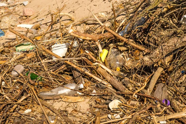 폴란드 발트 해의 해변에서 해양 오염 — 스톡 사진