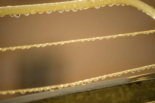 Rack de secagem em uma varanda com gotas de chuva — Fotografia de Stock