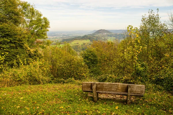 Panoramic view of the hill Hohenstaufen, Germany, to the east Stock Image