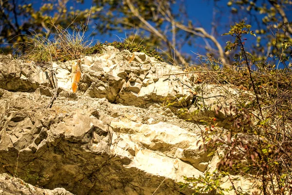 Jura mészkő eltolódik a Sváb-Alpok, Németország — Stock Fotó