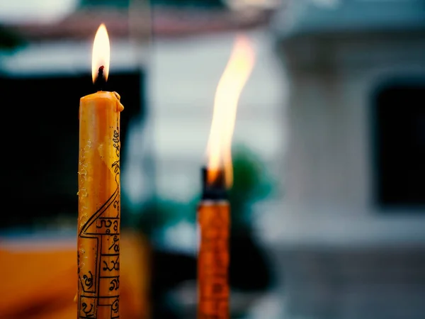 Light Magic Candle Auspicious Candles Candle Talisman Fulfill One Hope — Stock Photo, Image