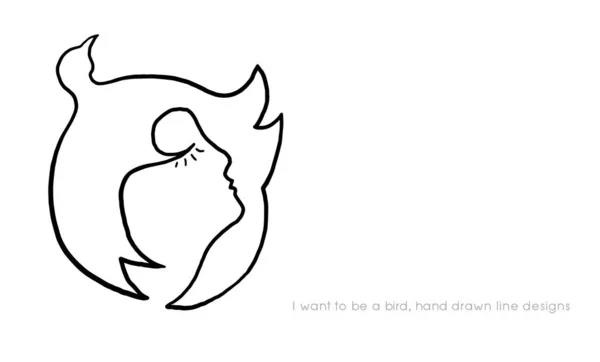 想的是最小的鸟我想成为一只小鸟 我想飞 自由概念 简约设计 连续行 标语牌卡片 标志或横幅 海报和邀请函 空余的文字空间 书店墙上的图片 — 图库矢量图片#