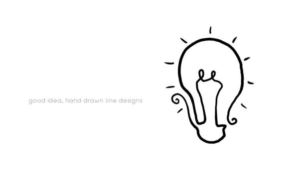 Vector Light Bulb Good Ideas Minimalism Design Continuous Line Placard — Stock Vector