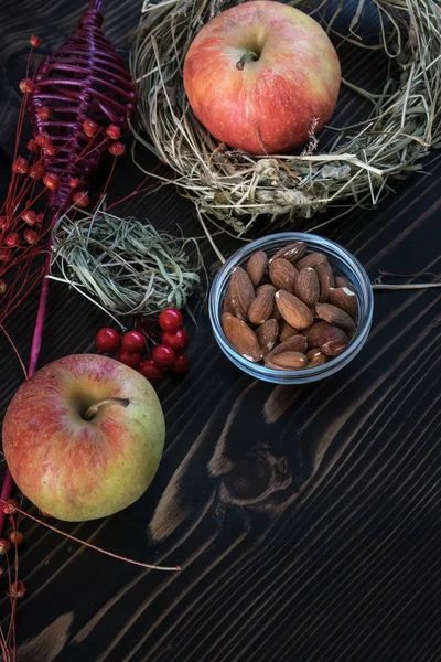 Rustic Wood Autumn Background View Autumn Harvest Nature Food Concepts — Stock Photo, Image