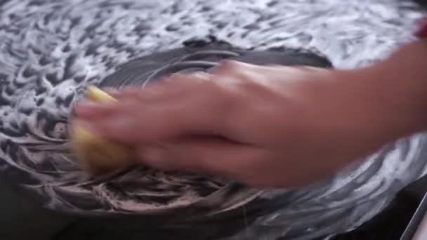 Mujer Limpiando Estufa Cocina Concepto Servicio Doméstico — Vídeos de Stock