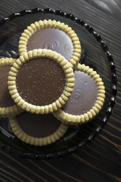 Hausgemachte Kekse Mit Schokolade Von Oben — Stockfoto