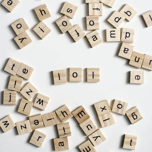 Lol Ríete Voz Alta Deletreado Con Azulejos Letras Madera Desde — Foto de Stock