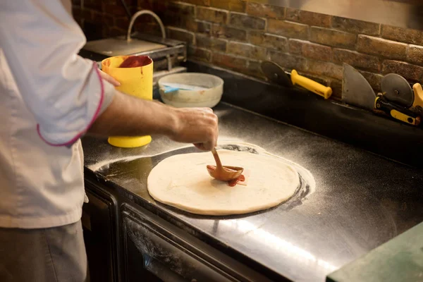 Proceso Hacer Pizza — Foto de Stock