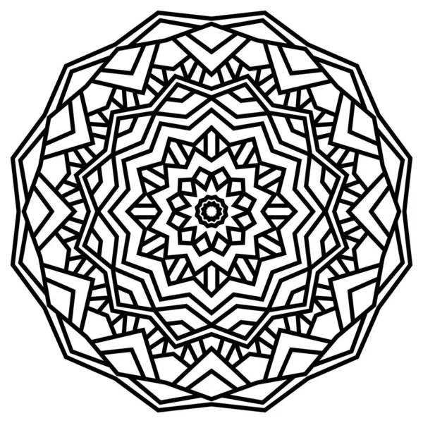 Geometrik Mandalalar Boyama Kitabı Sayfası Zigzag Süsü Tasarım Için Yuvarlak — Stok Vektör