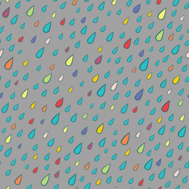 Gri giriş renkli yağmur damlaları ile vektör Dikişsiz desen