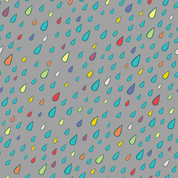 Vector seamless pattern with colorful rain drops on gray backgro — Stock Vector