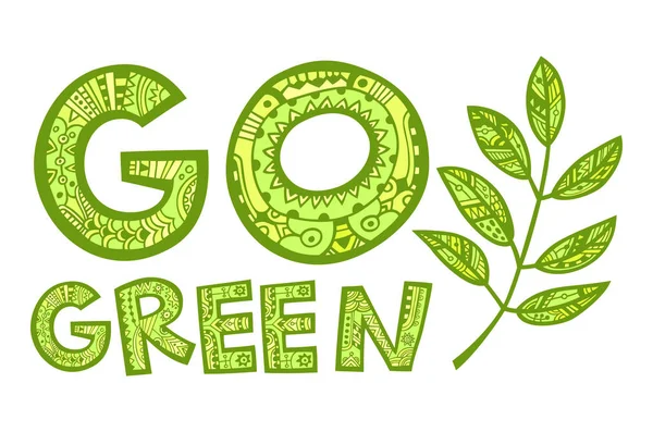 Go Green ve bir yaprak oturum açın. Vektör simge ortamı ve ec hakkında — Stok Vektör