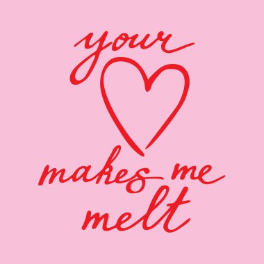 Sen aşk beni eritiyor. El çizilmiş vektör kaligrafi.