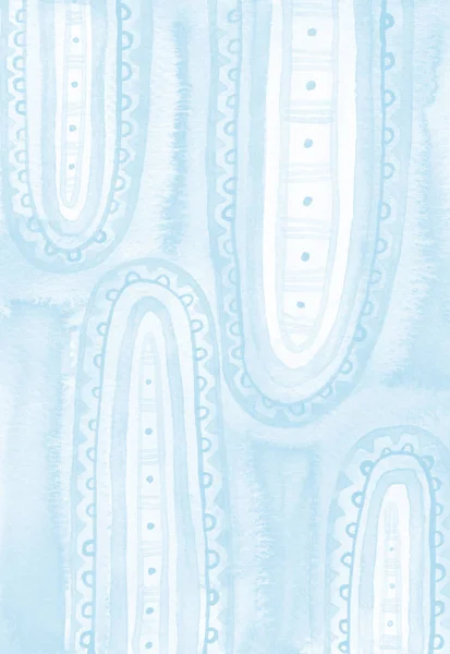 Licht blauwe Tribal Art abstracte achtergrond. Raster illustratie. — Stockfoto