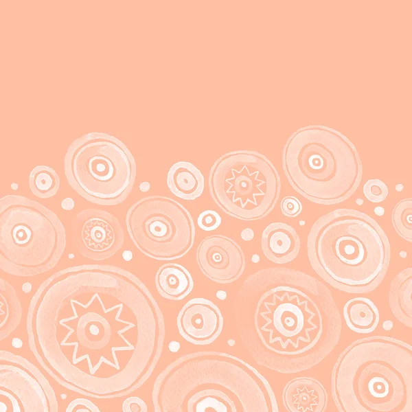 Plantilla de tarjeta de frontera cuadrada abstracta de Pink Circles. Ilustración de trama — Foto de Stock
