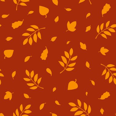Küçük turuncu yaprakları dikişsiz desen. Vektör çizimi.