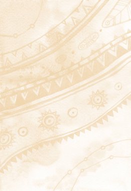 Bej el boyalı kabile suluboya süsü. Raster arkaplanı