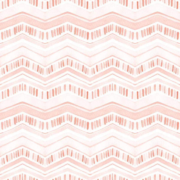 Koraal Roze Aquarel Zig Zag Naadloos Patroon Met Hand Geschilderd — Stockfoto